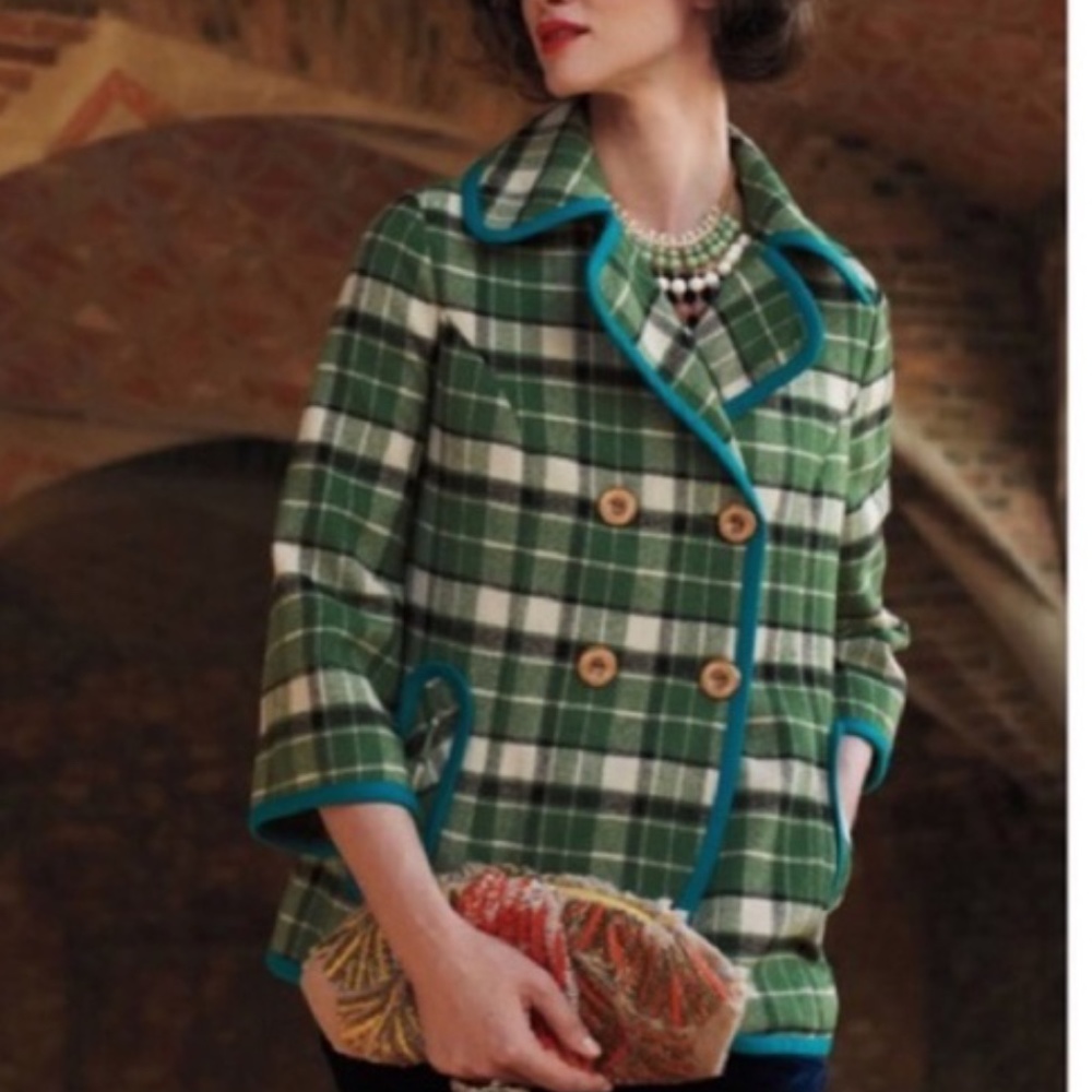 Tabitha Piper Green Plaid Double Breasted Blazer